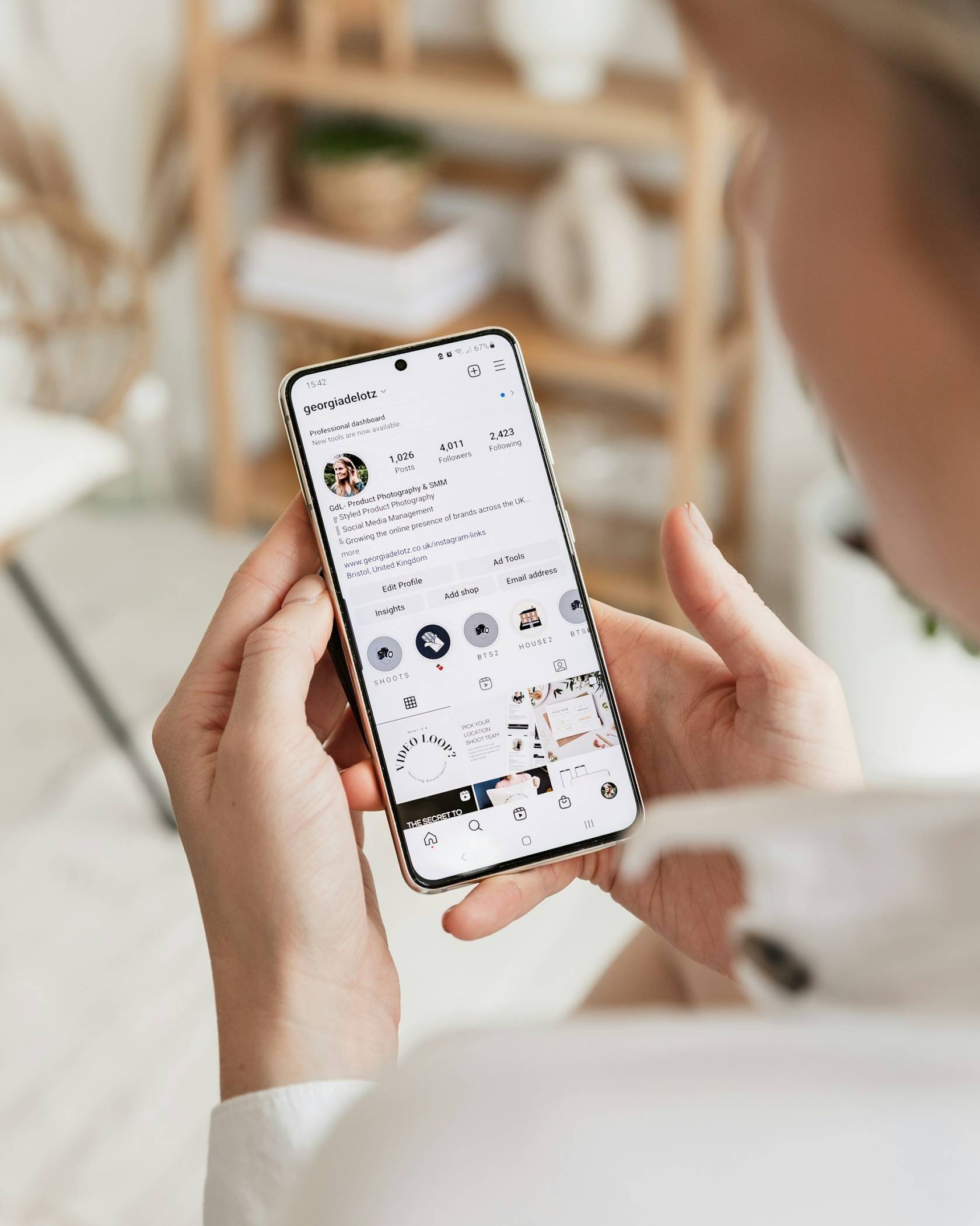 "Instagram Stories Highlights icon on a smartphone screen with colorful circles and icons."